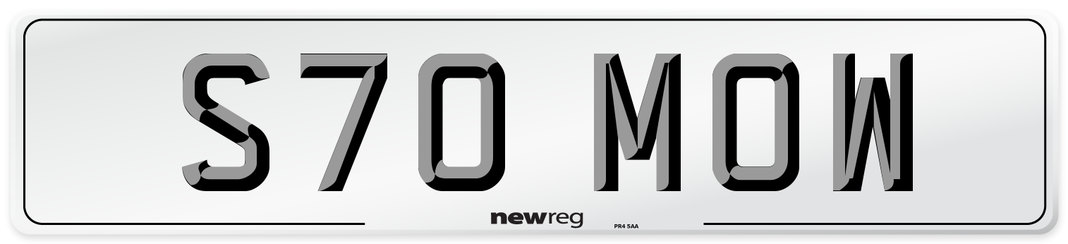S70 MOW Number Plate from New Reg